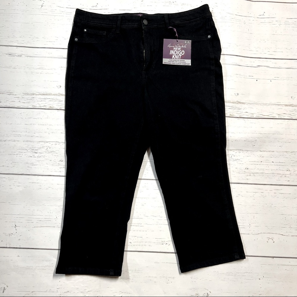 New Gloria Vanderbilt New Indigo Knit SIZE 14 Black Stretch Jeans Jeggings Pants